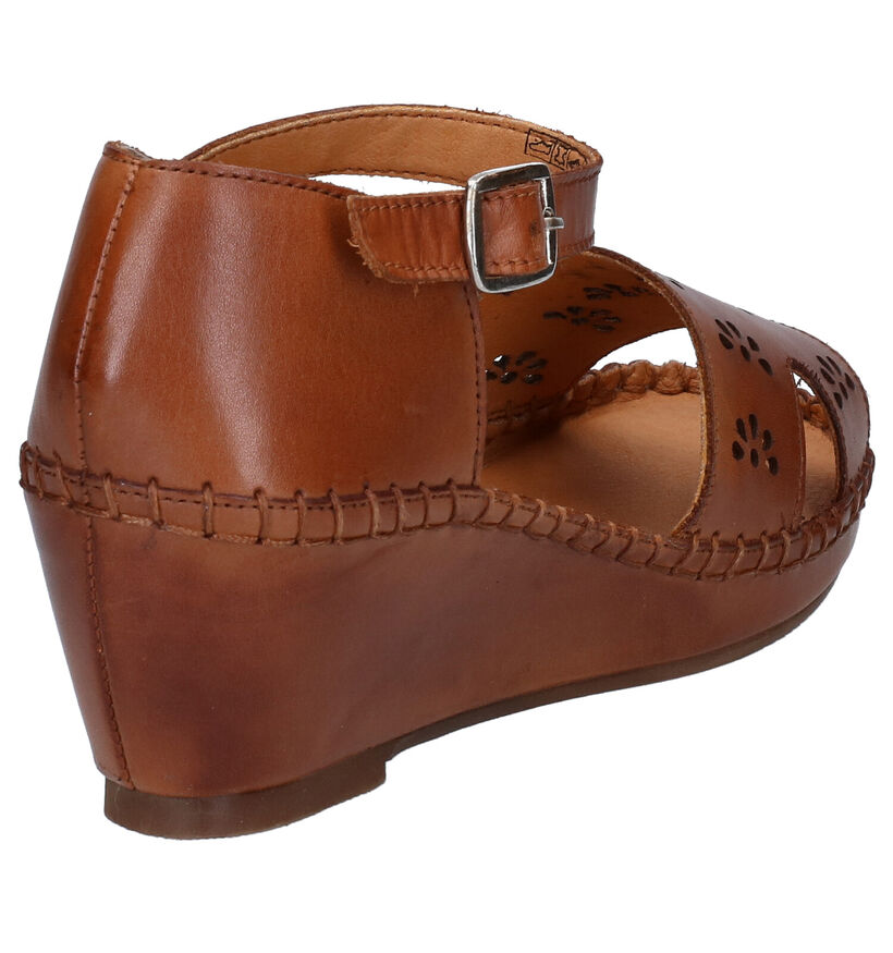 Hush Puppies Sandales compens&eacute;es en Cognac en cuir (296521)