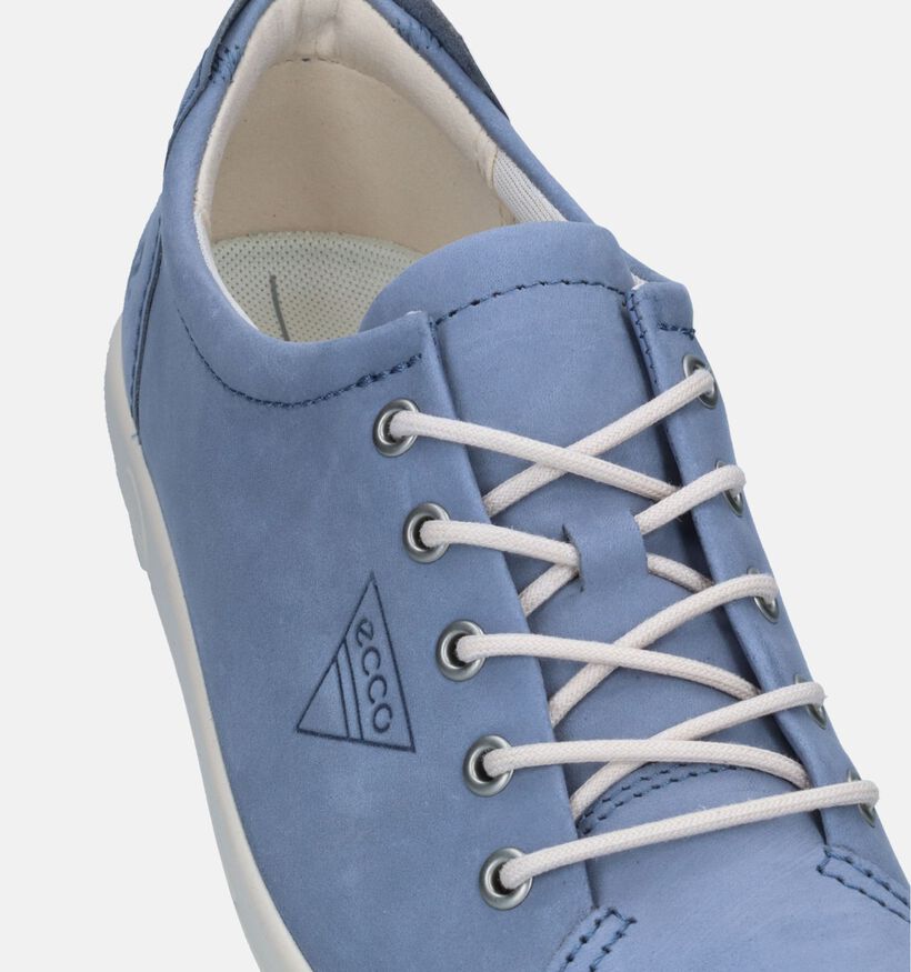 ECCO Soft 2.0 Blauwe Veterschoenen voor dames (336855) - geschikt voor steunzolen