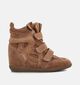 Poelman Taupe Sneakers met Sleehak voor dames (388207)