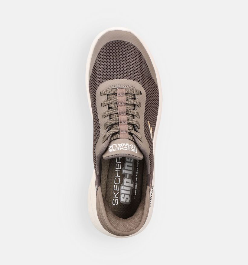Skechers Go Walk Flex Hands Up Bruine Sneakers voor heren (375625) - geschikt voor steunzolen