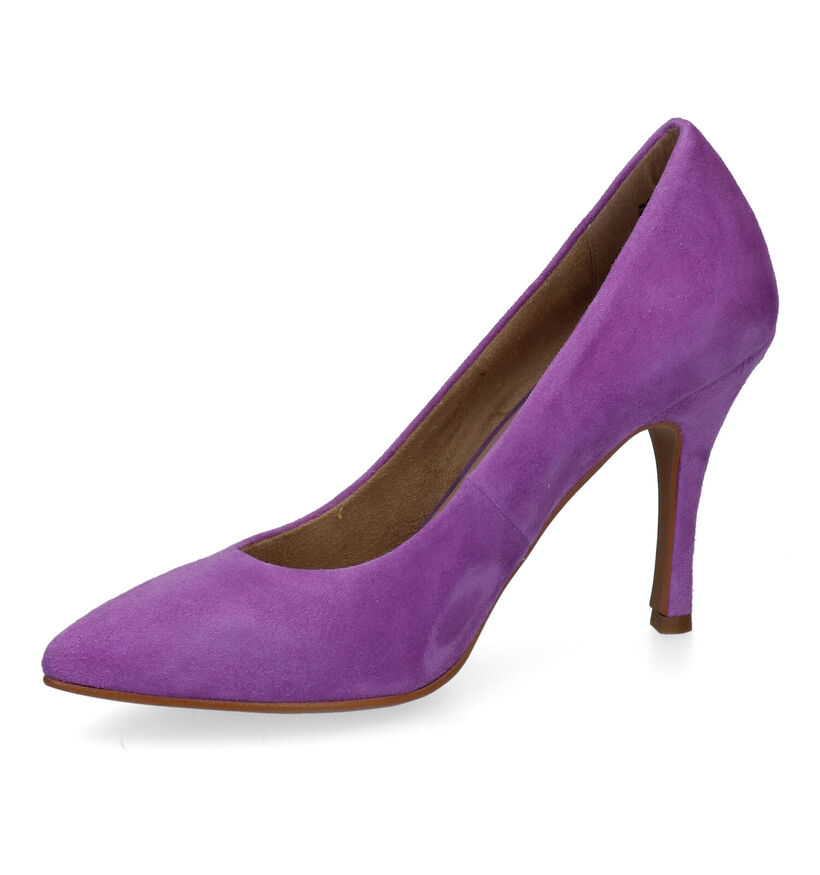 Tamaris Paarse Pumps in daim (309231)