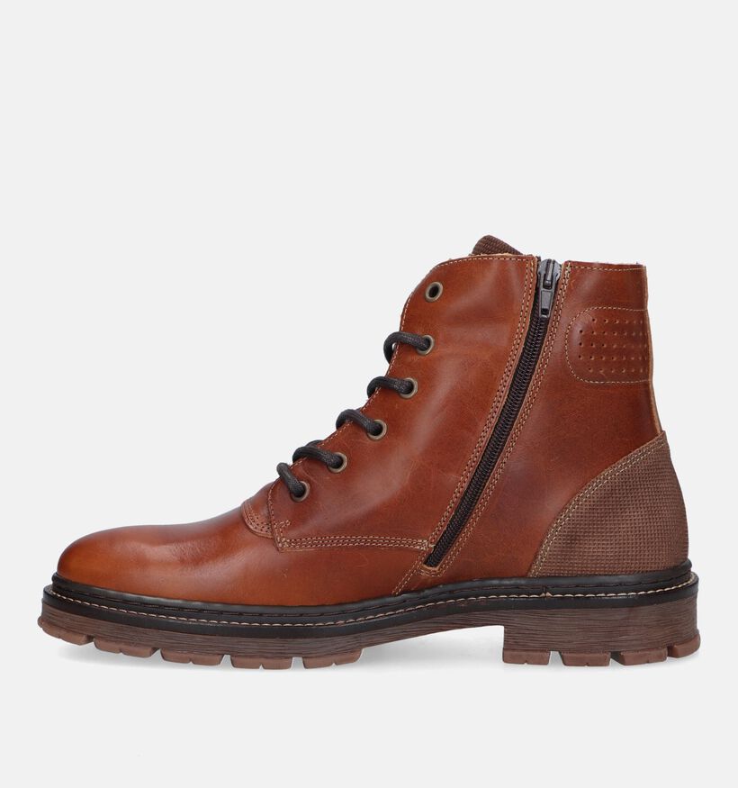 Bullboxer Boots à lacets en Cognac pour hommes (328892) - pour semelles orthopédiques