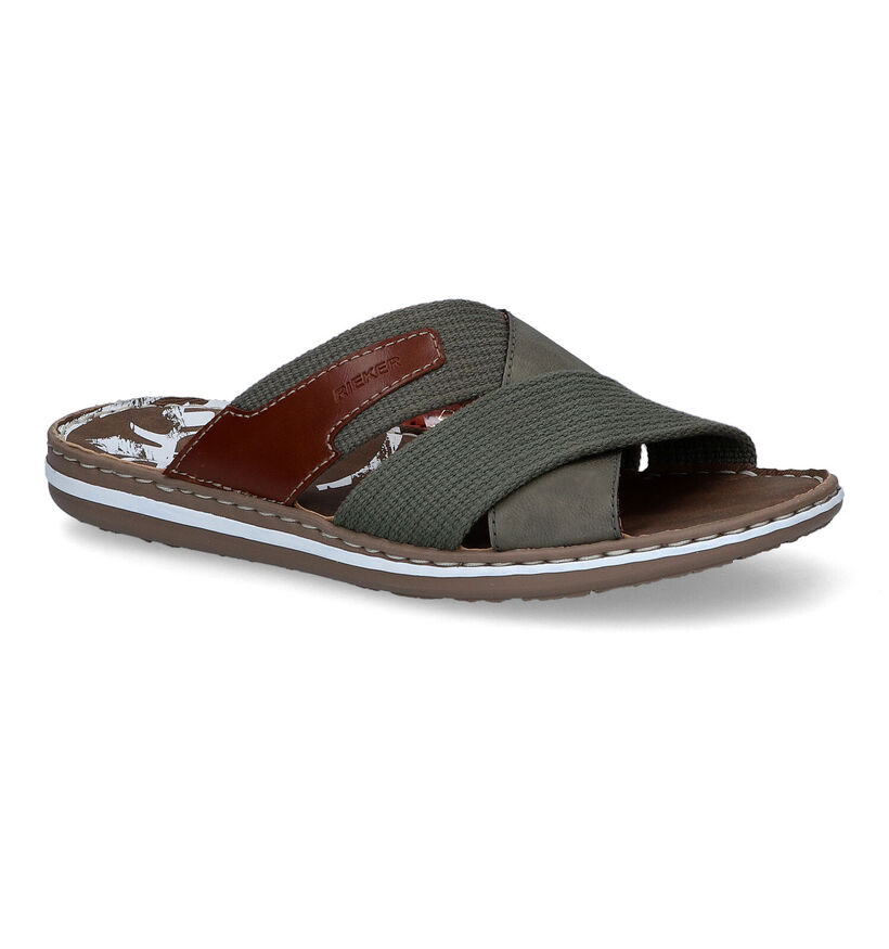 Rieker Nu-pieds casual en Vert kaki pour hommes (354819)