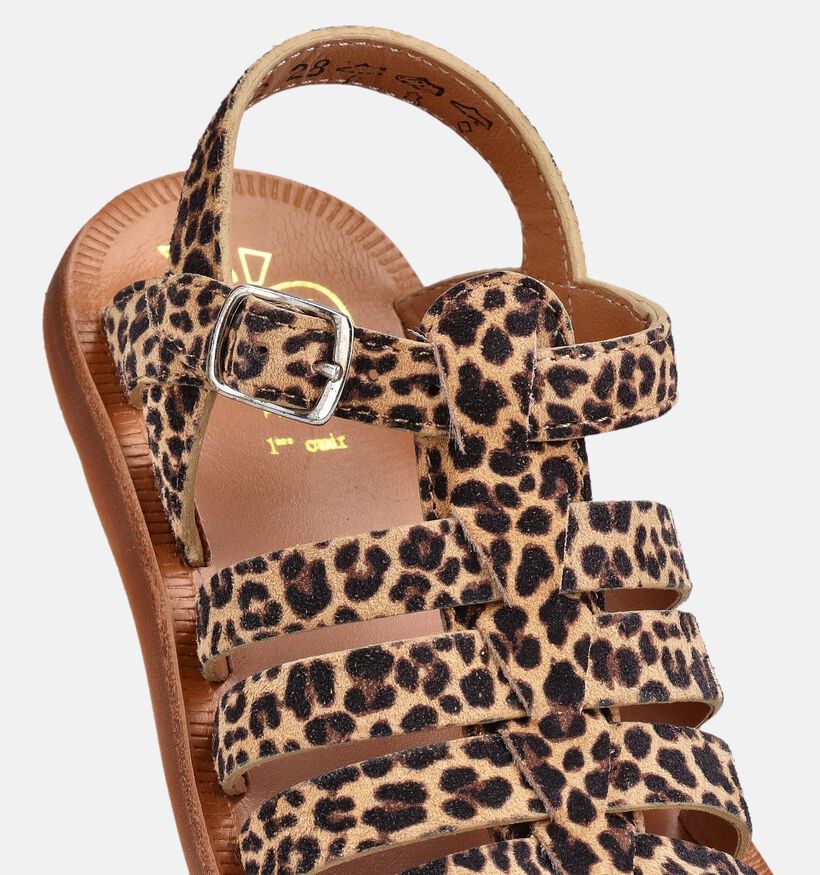 Pom d'Api Plagette Strap Mini Leo Bruine Sandalen voor meisjes (370295)