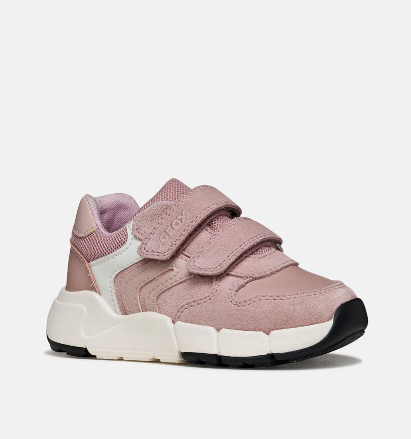Geox Flexyper Baskets basses en Rose pour filles (376245) - pour semelles orthop&eacute;diques