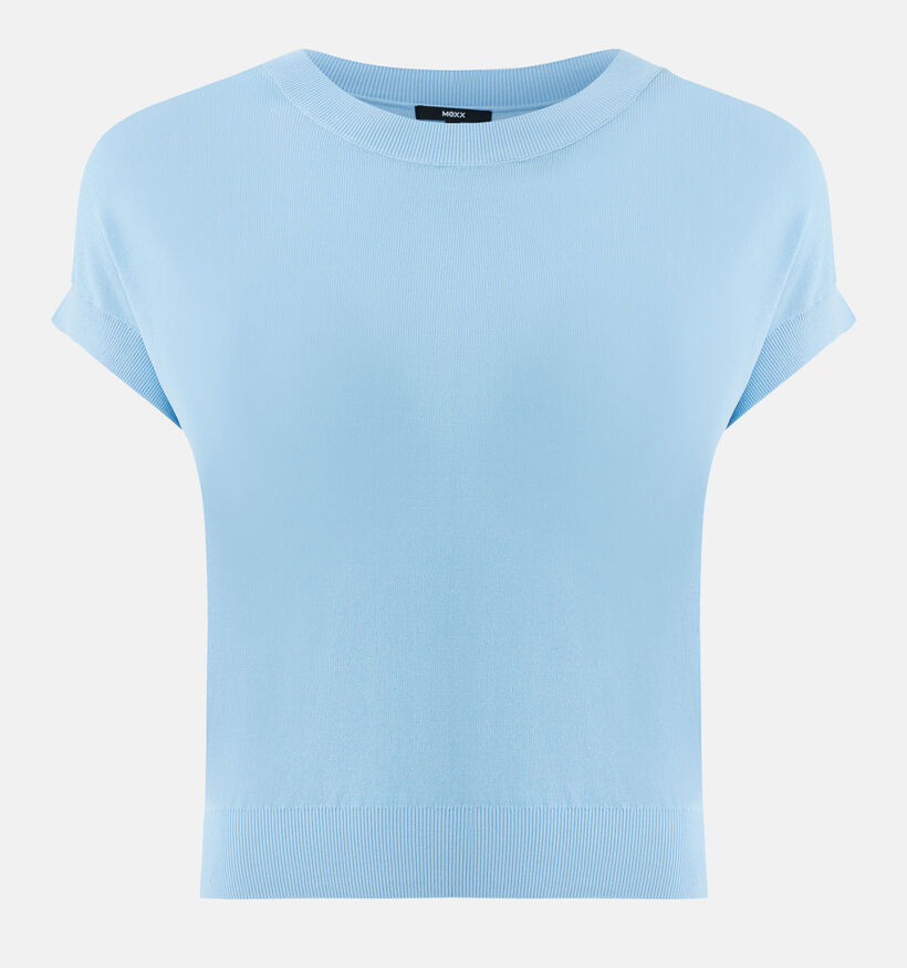Mexx Knitted Lichtblauwe Trui met Korte Mouwen voor dames (368514)