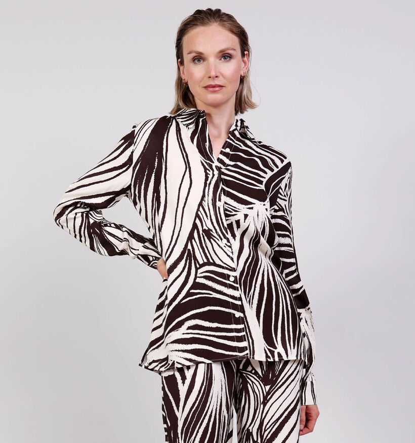 Guess Wild Escape Donkerbruin/Lichtbeige Hemd voor dames (370358)