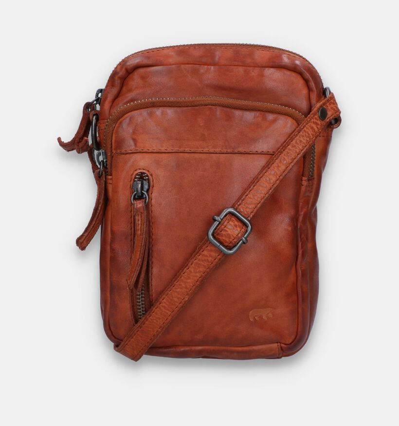 Bear Design Sac à bandoulière en Cognac pour hommes (342777)