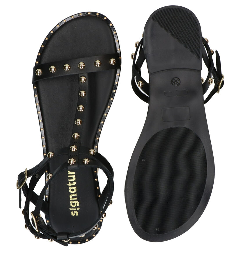 Signatur Sandales plates en Noir en cuir (290457)