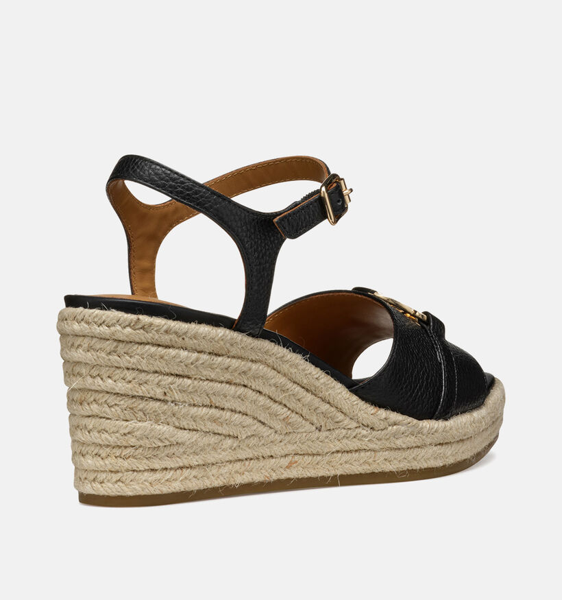 Geox Panarea Sandales avec talon compensé en Noir pour femmes (353778)