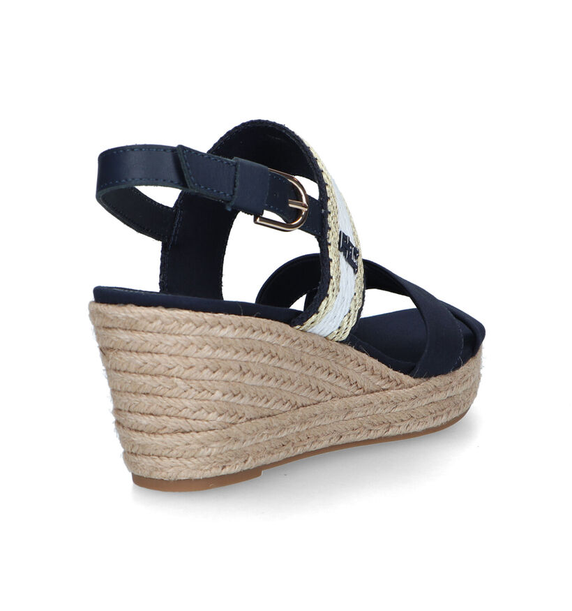 Tommy Hilfiger Golden Webbing Wedge Sandales en Bleu en textile (321017)