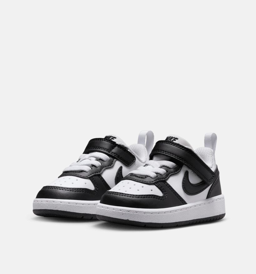 Nike Court Borough Low Baskets en Noir/Blanc pour filles, gar&ccedil;ons (381049)