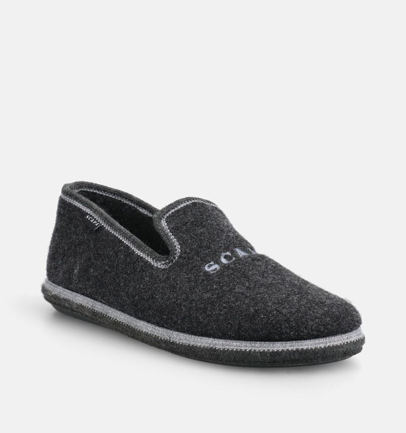 Scapa Pantoufles ferm&eacute;es en Gris fonc&eacute; pour hommes (380969) - pour semelles orthop&eacute;diques