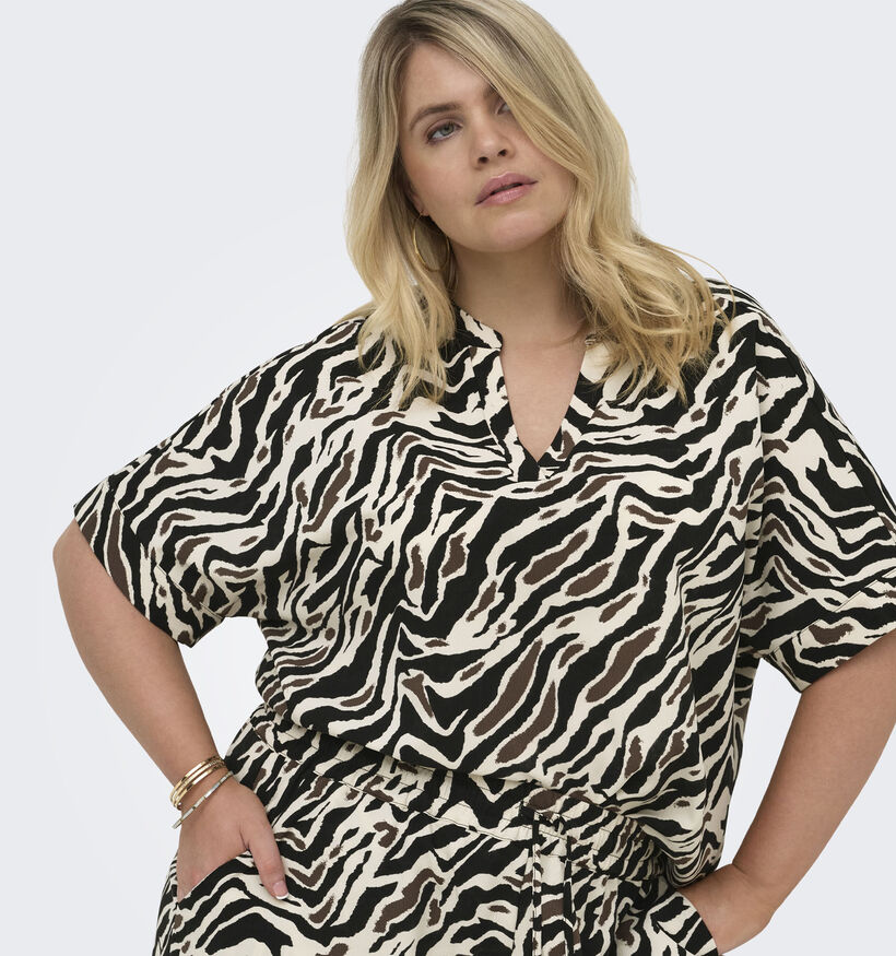 ONLY Carmakoma Elite Zwarte/Bruine Blouse voor dames (375065)