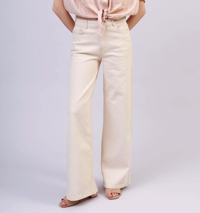 Pieces Svala Beige Wide leg jeans voor dames (352452)