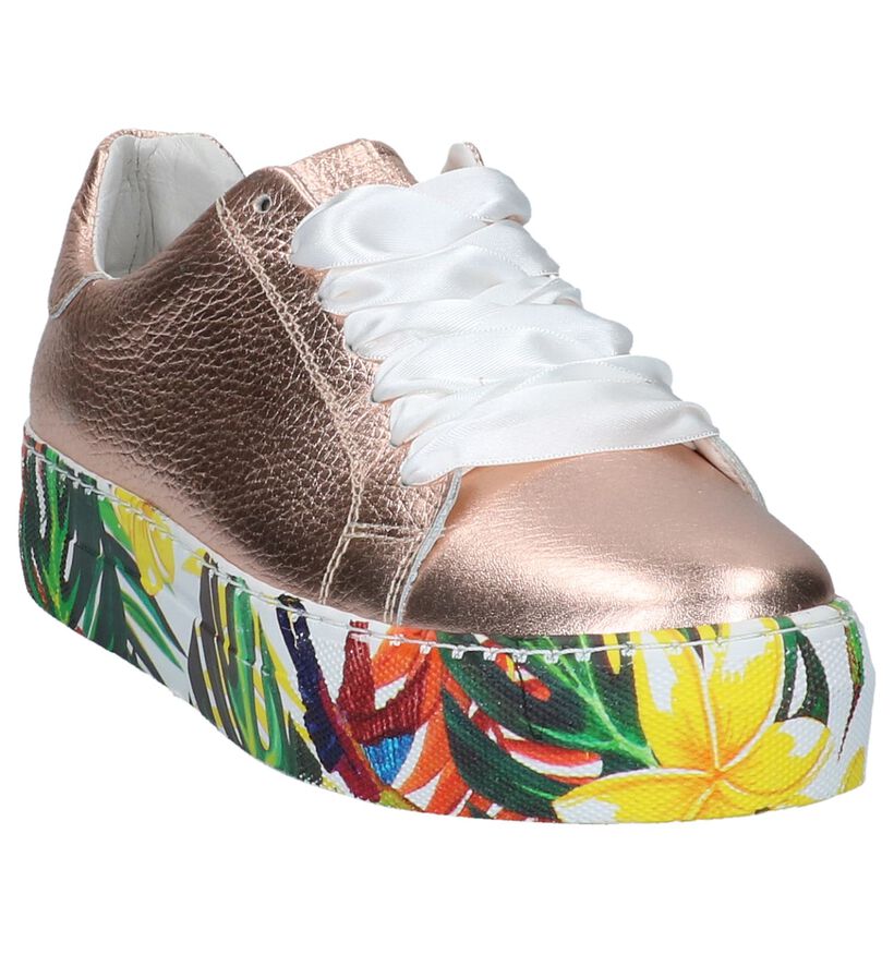 Rose Gold Lage Geklede Sneakers Via Limone by Amalia in leer (221936)