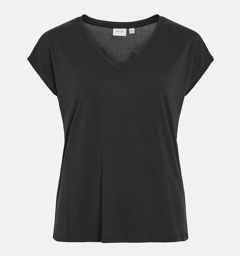 Vila Modala V-Neck T-shirt en Noir pour femmes (368093)