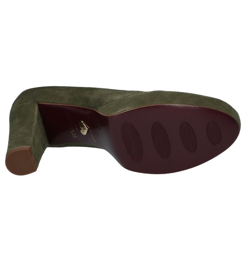 Tamaris Heart & Sole Olijfgroene Pumps met Plateauzool, , pdp