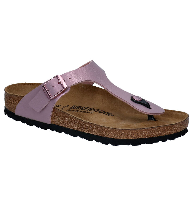 Birkenstock Gizeh Birko-Flor Zwarte Teenslippers voor dames (338058)