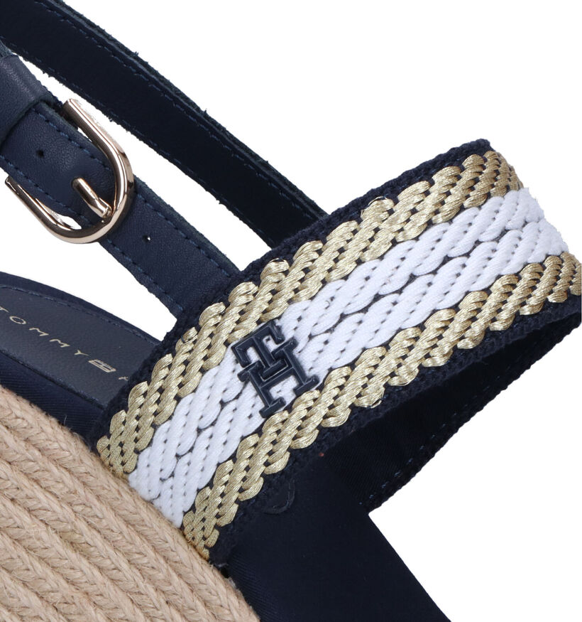 Tommy Hilfiger Golden Webbing Wedge Sandales en Bleu pour femmes (321016)
