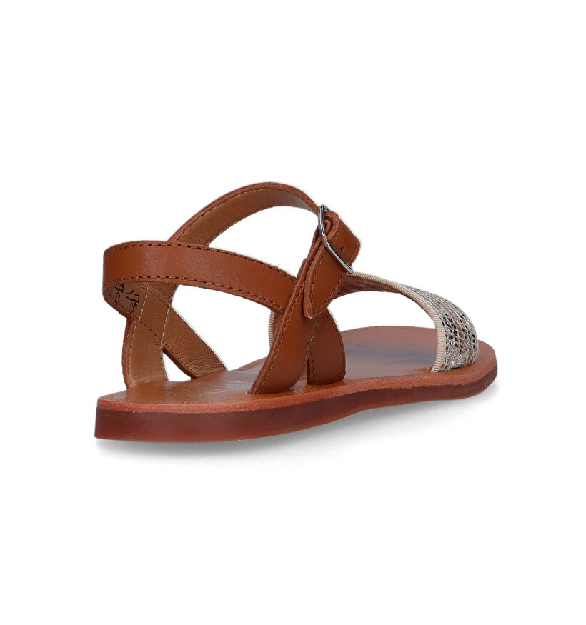 Pom d'Api Plagette Buckle Tao Sandales en Cognac pour filles (322882)