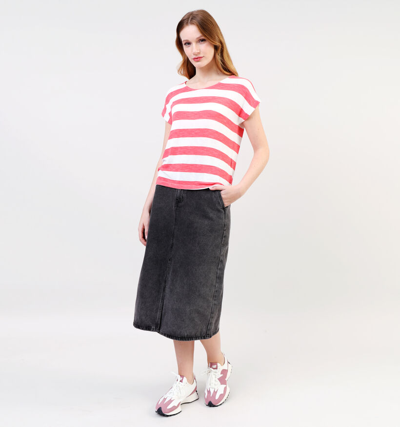 Vero Moda Wide Stripe Rood T-shirt voor dames (345593)