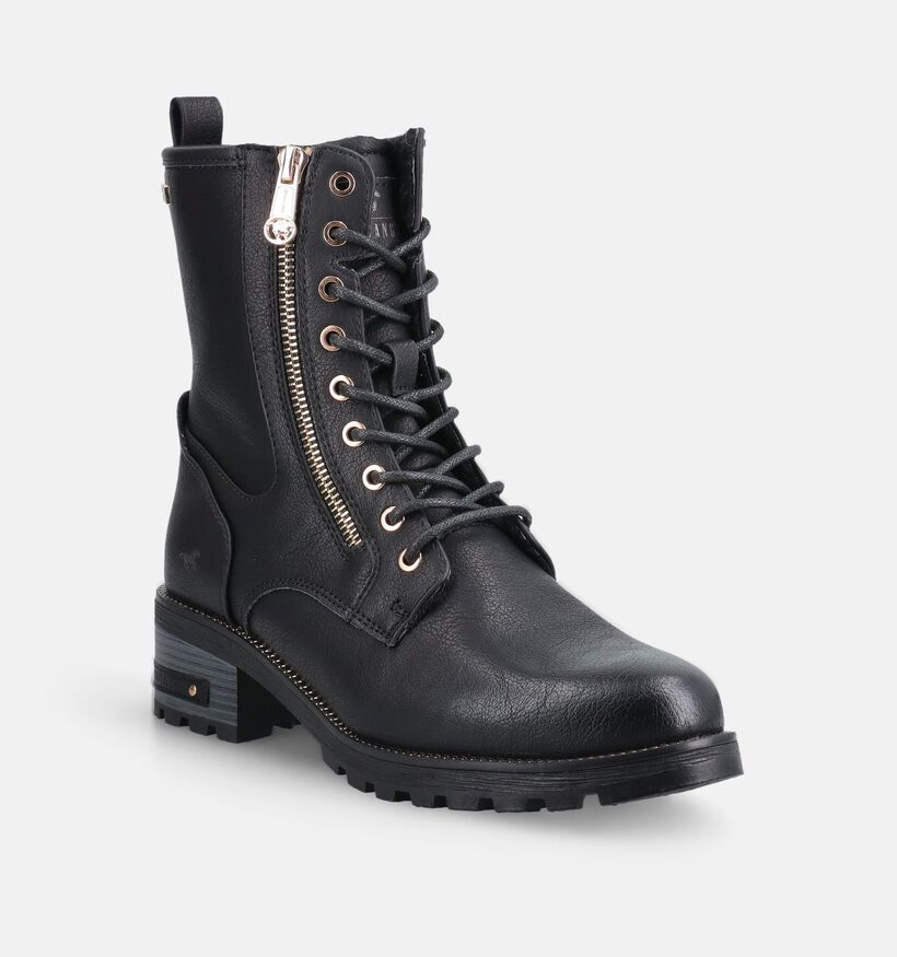 Mustang Zwarte Boots met Veter en Rits voor dames (378905)