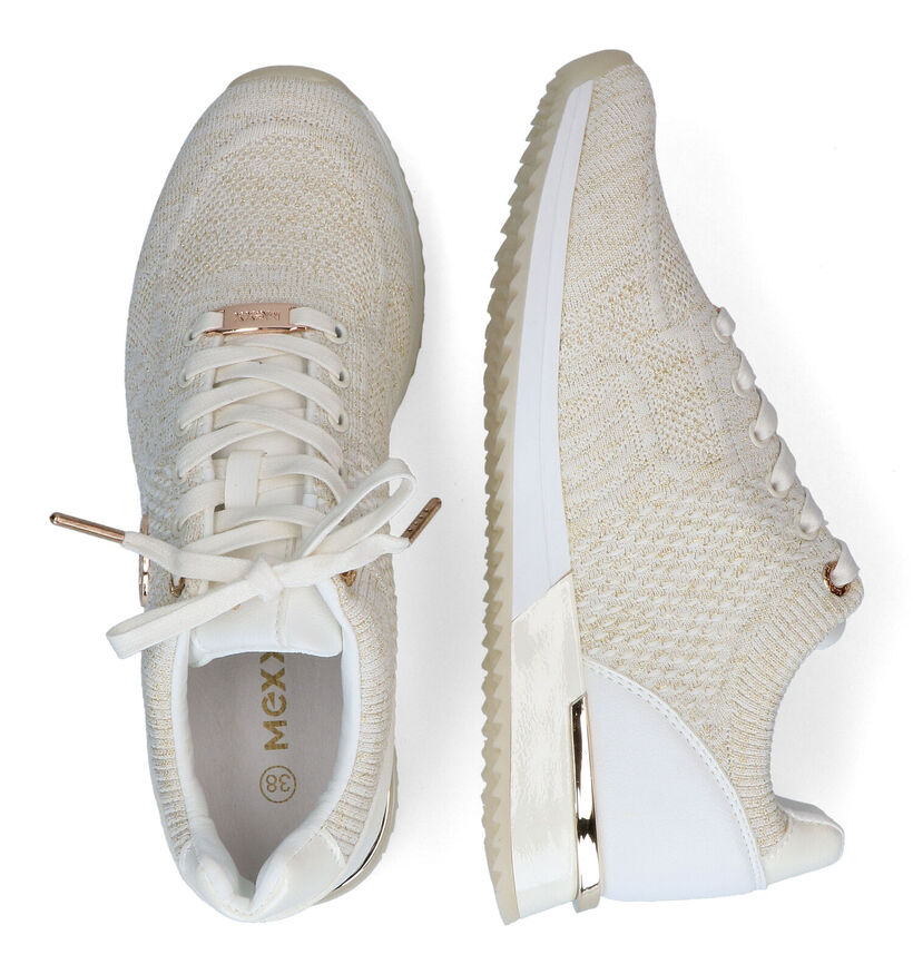 Mexx Gitte Glitter Witte Sneakers voor dames (303568) - geschikt voor steunzolen