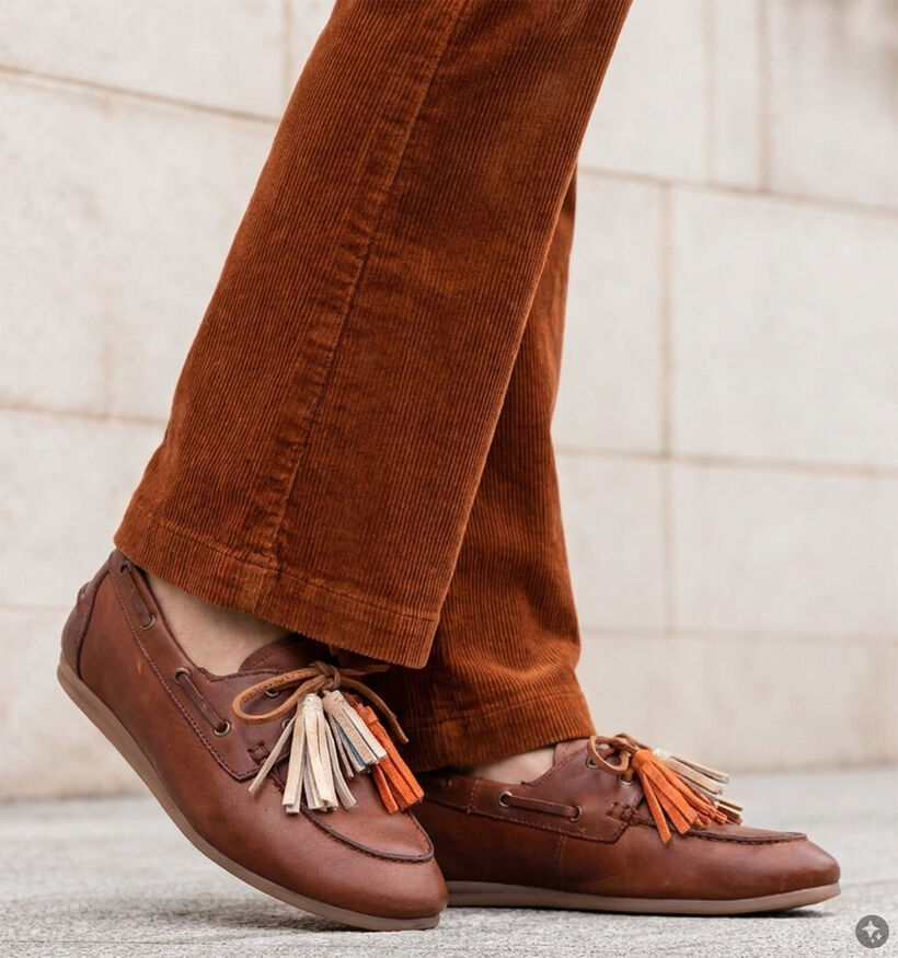 PS Poelman Chaussures bateau en Cognac pour femmes (384352)