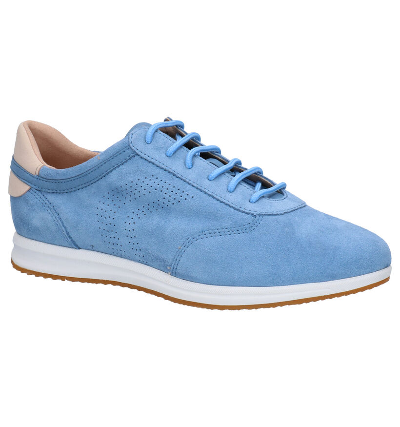 Geox Avery Blauwe Veterschoenen in daim (266844)