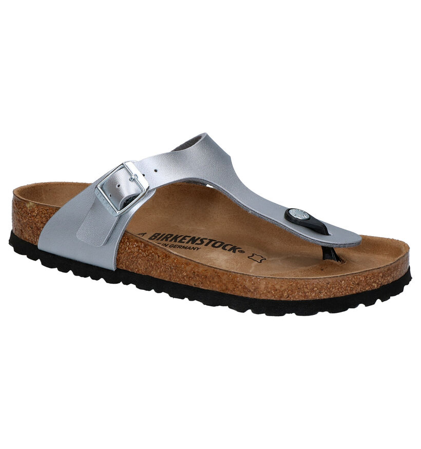 Birkenstock Gizeh Birko-Flor Zwarte Teenslippers voor dames (338058)