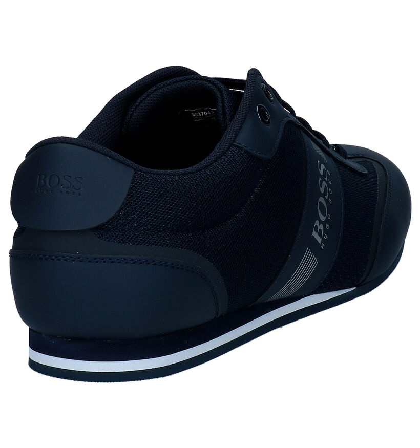 Hugo Boss Lighter Low Blauwe Veterschoenen in stof (296454)
