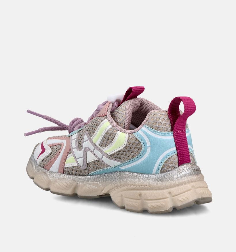 Naturino Wave Lichtbeige/Colorblock Sneakers voor meisjes (371552) - geschikt voor steunzolen