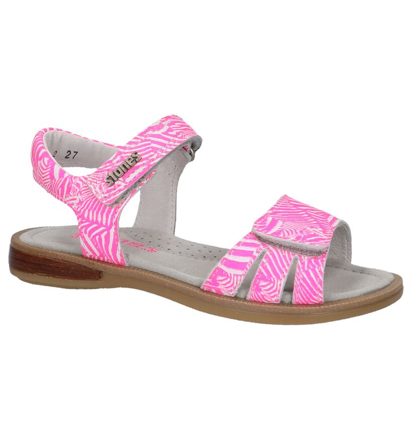 STONES and BONES Fluo Roze Sandalen in leer (213128)