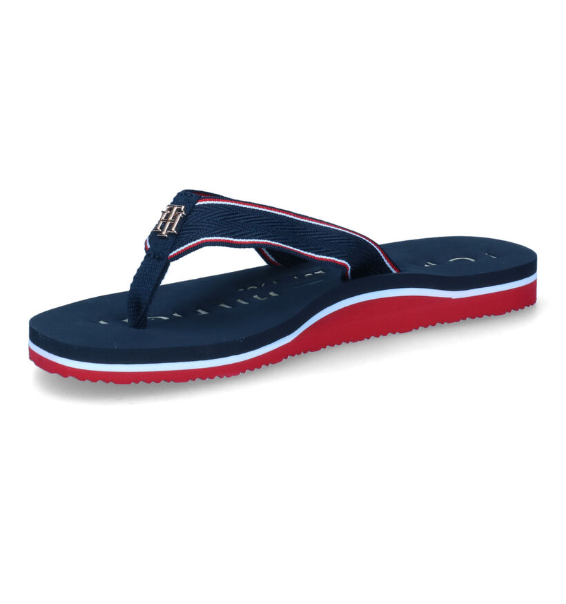 Tommy Hilfiger Hardware Flat Blauwe Teenslippers in stof (303991)