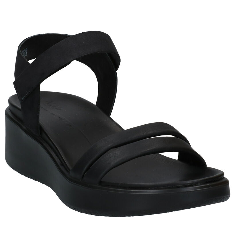 ECCO Flowt Wedge Zwarte Sandalen in leer (287335)