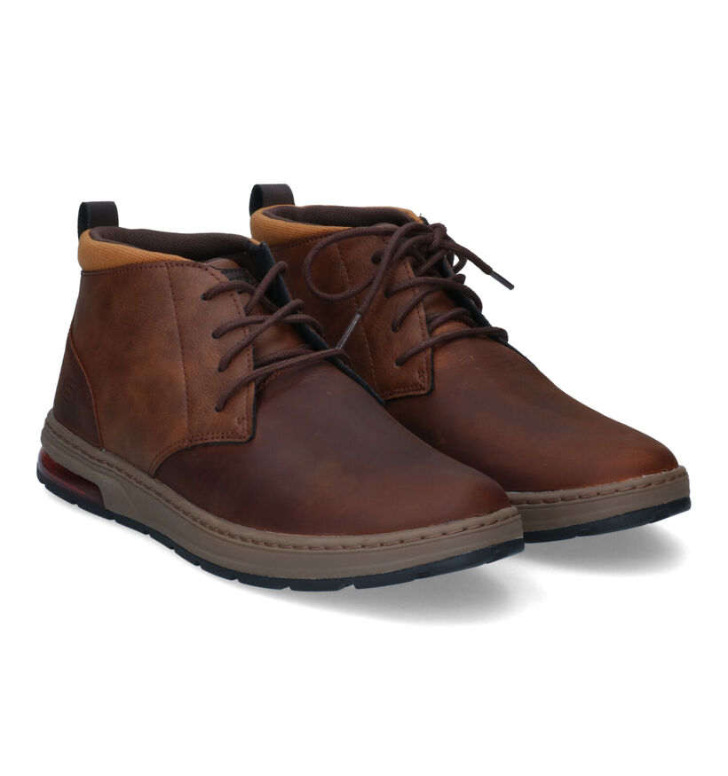 Skechers Evenston Renli Chaussures hautes en Cognac en cuir (312698)