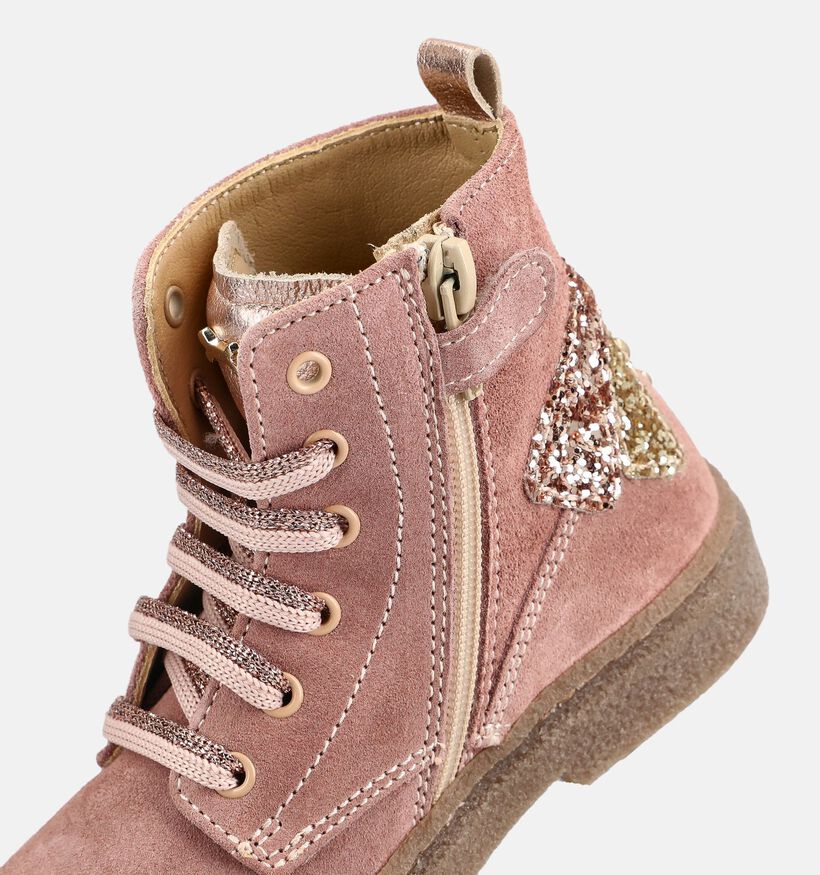 STONES and BONES Pixy Boots &agrave; lacets en Rose pour filles (381394) - pour semelles orthop&eacute;diques