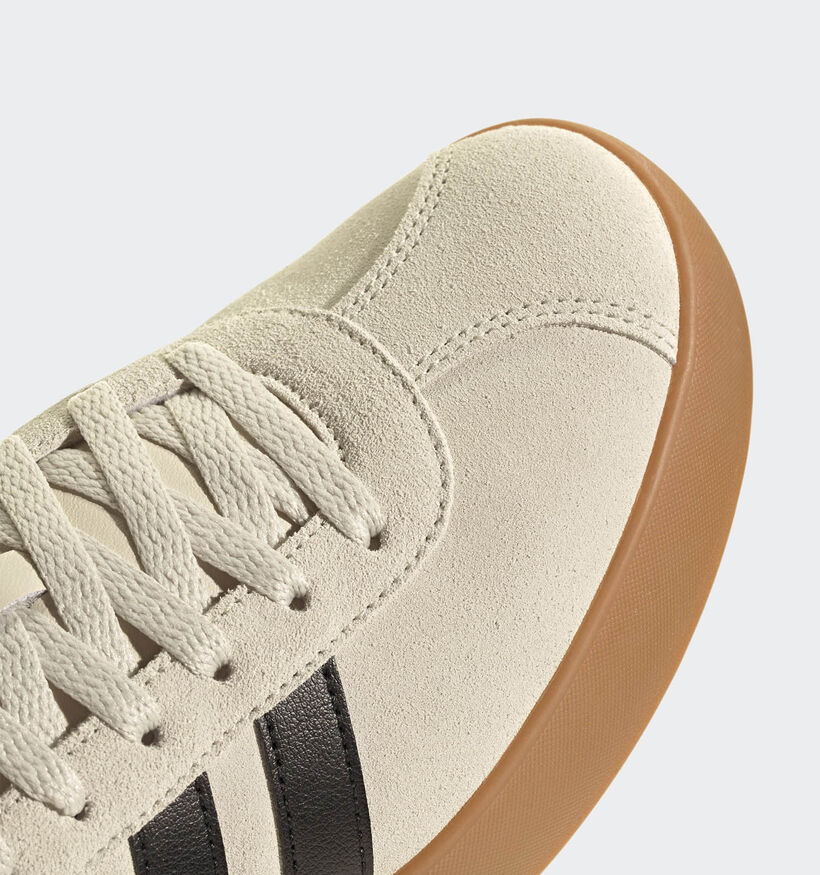 adidas VL Court 3.0 Baskets sportives en Beige/Noir pour femmes (359450) - pour semelles orthopédiques