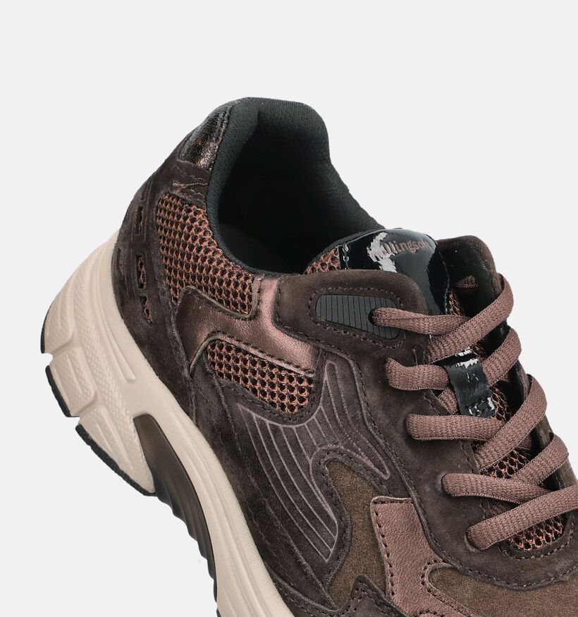 Gabor Rollingsoft Donkerbruine Sneakers voor dames (376950) - geschikt voor steunzolen