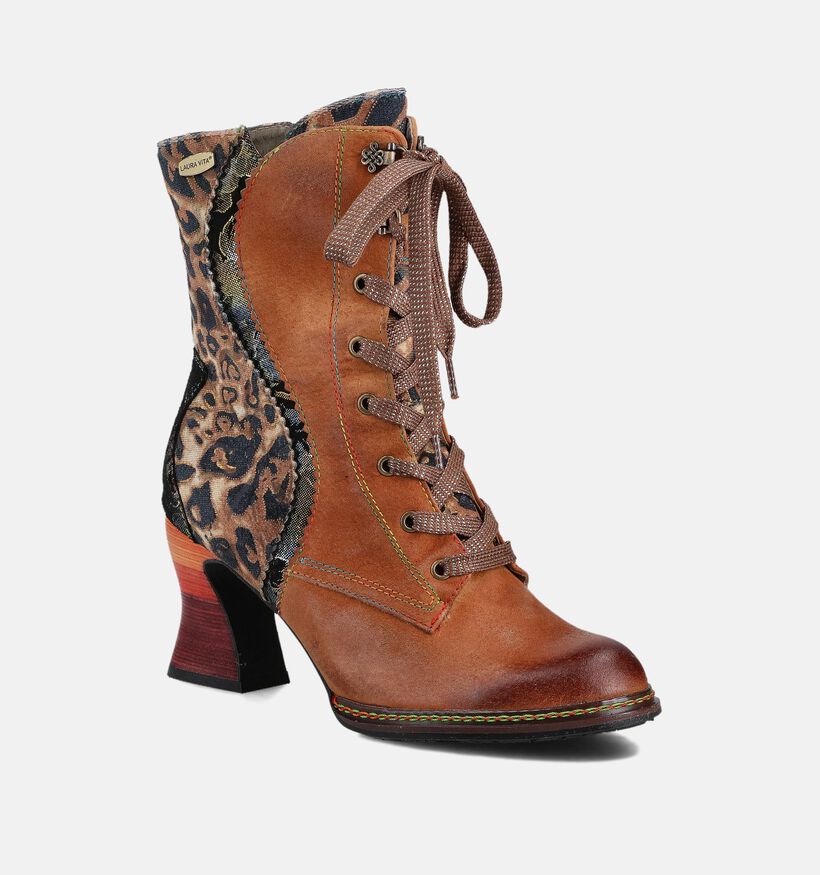 Laura Vita Boots à lacets en Camel pour femmes (364966)