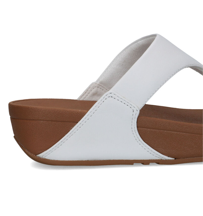 FitFlop Lulu Leather Toepost Tongs en Blanc pour femmes (320463)