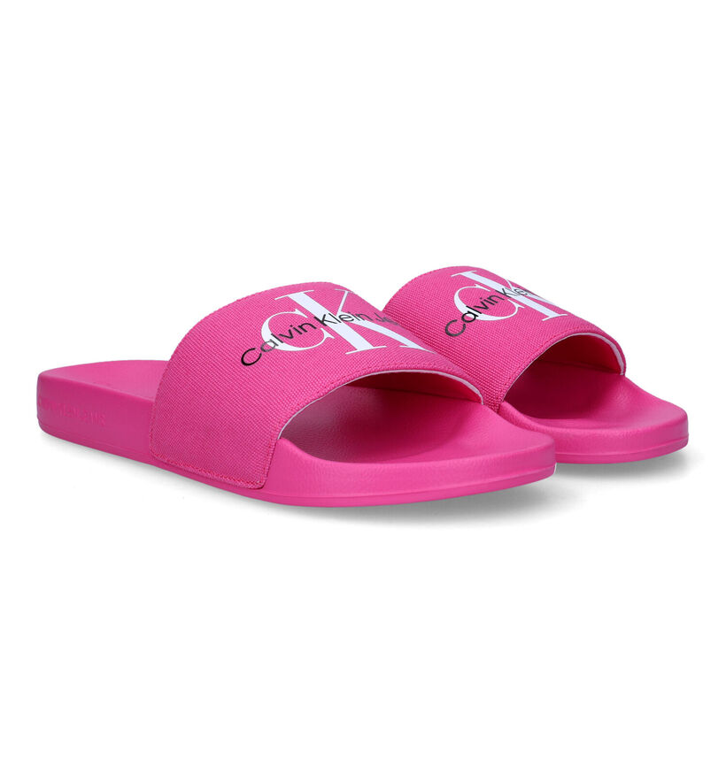 Calvin Klein Slide Monogram Roze Badslippers voor dames (321033)