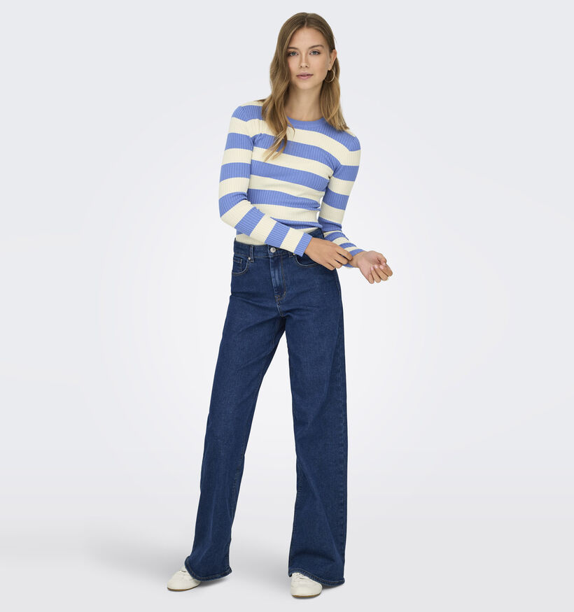 JDY Plum T-shirt Ray&eacute;e en Bleu/Beige pour femmes (367913)