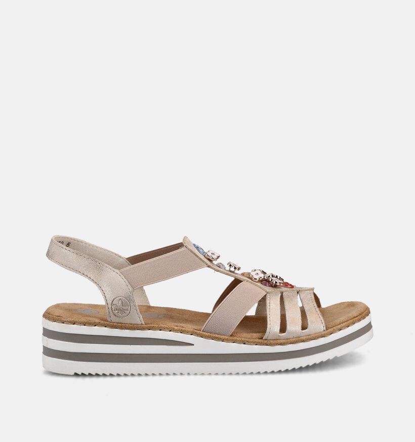 Rieker Gouden Sandalen op sleehak voor dames (370379)