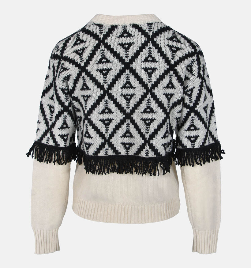 Mexx Jacquard Fringes Pulls en Ecru pour femmes (365614)