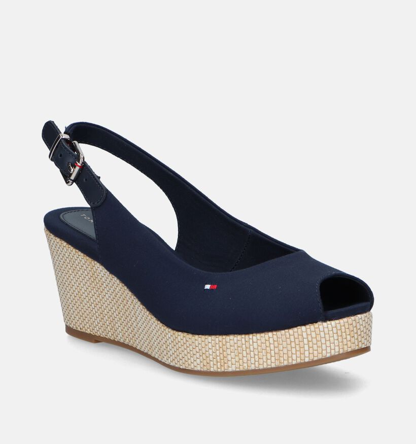 Tommy Hilfiger Iconic Elba Sling Back Wedge Blauwe Sandalen voor dames (336400)