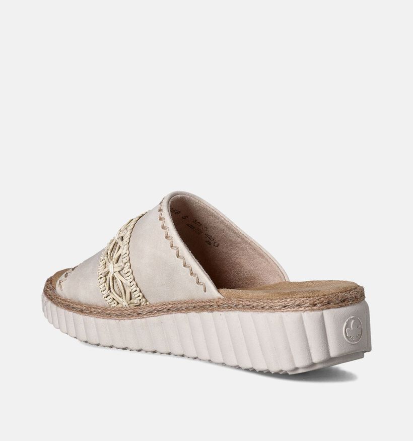 Rieker Nu-pieds talon compensé en Écru pour femmes (354997)