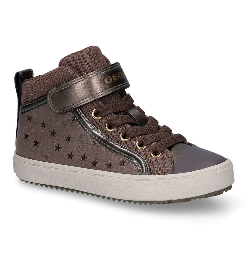 Geox Kalispera Taupe Hoge Sneakers voor meisjes (312541) - geschikt voor steunzolen