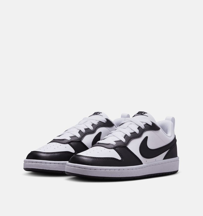 Nike Court Borough Low Baskets en Noir/Blanc pour filles, gar&ccedil;ons (381047) - pour semelles orthop&eacute;diques
